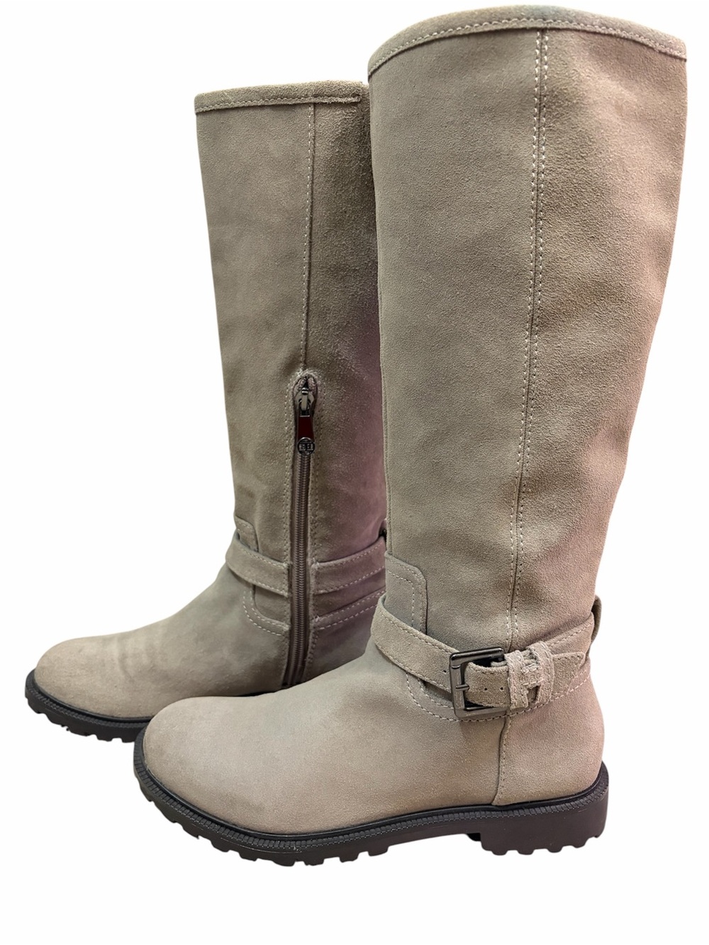 Tommy Hilfiger Sloan Gray Suede Knee High Preppy Riding Moto Lug Boots 7.5 NWOT